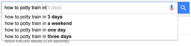 What happens when you search for "how to potty train"